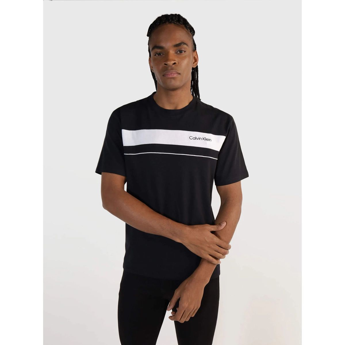 CALVIN KLEIN - Camiseta negra standard con logotipo Calvin Klein