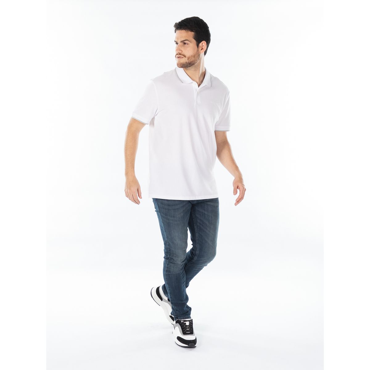 CALVIN KLEIN - Polo blanco piqué de algodón Calvin Klein