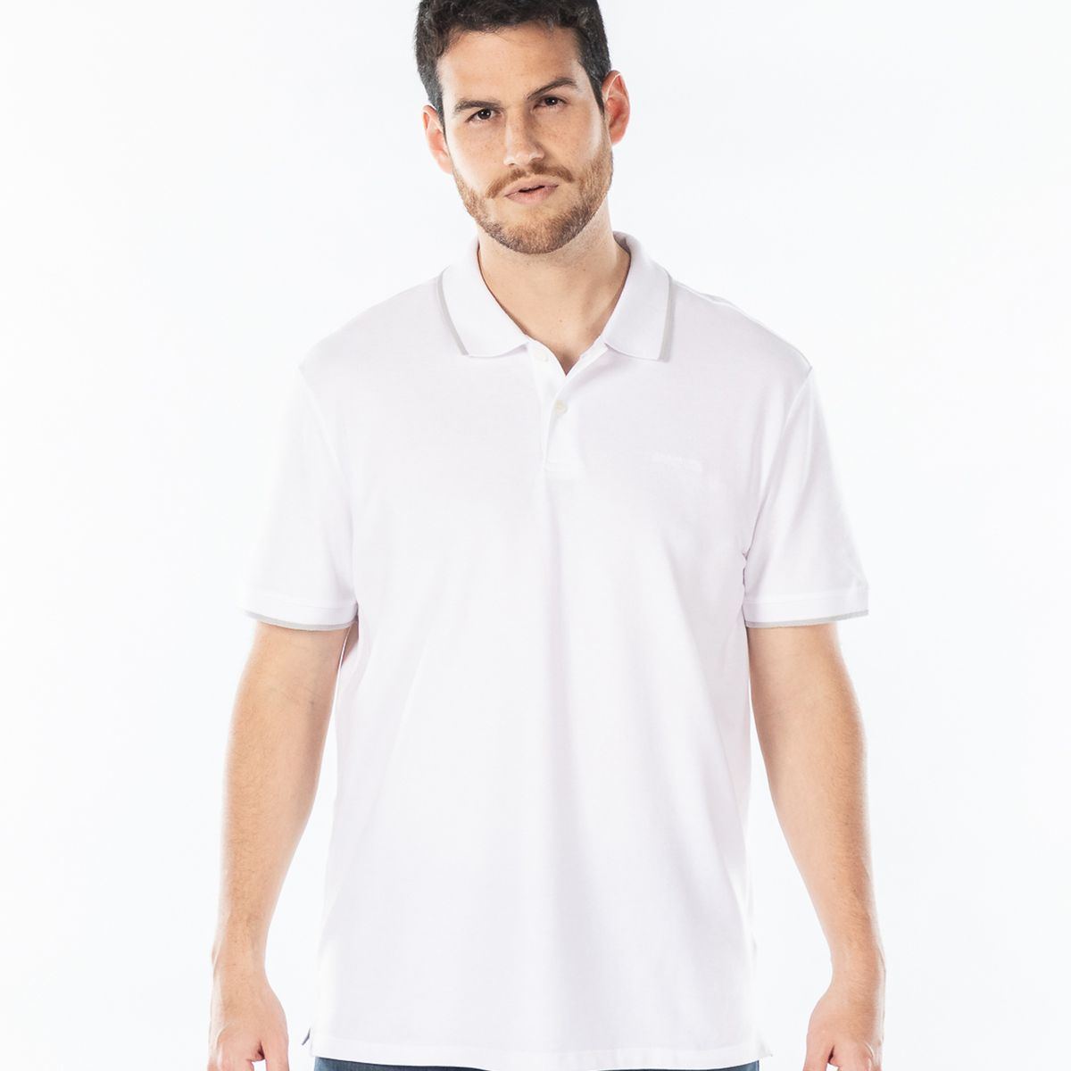 CALVIN KLEIN - Polo blanco piqué de algodón Calvin Klein