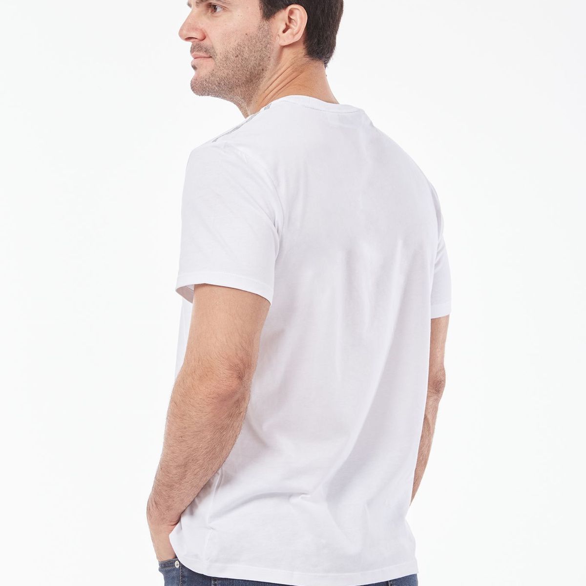 CALVIN KLEIN - Camiseta blanca manga corta con cinta distintiva en los hombros Calvin Klein