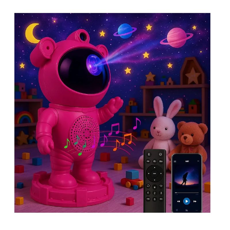 GENERICO - Astronauta Proyector Luz Y Sonido Bluetooth Control Remoto fucsia