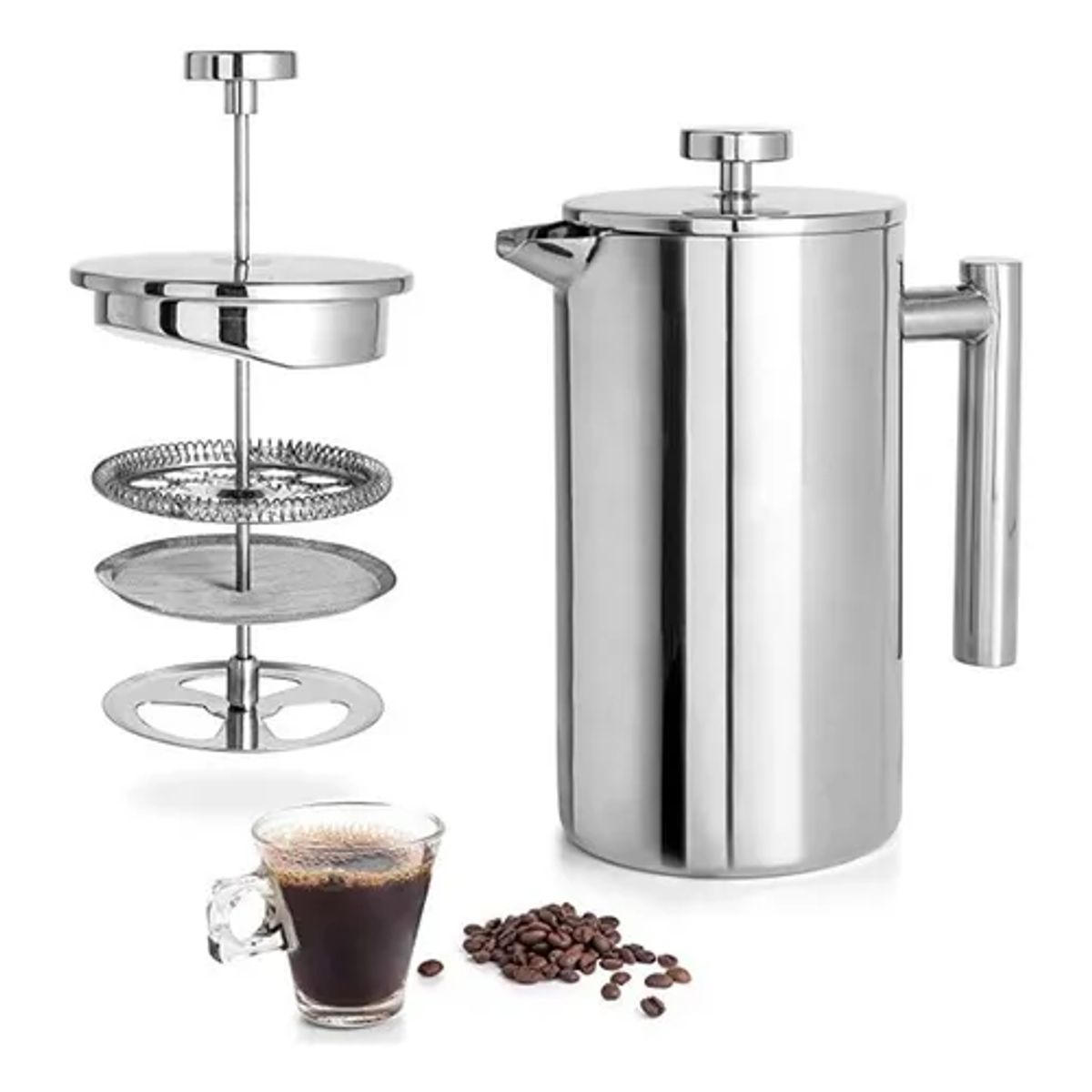 VITTO - Cafetera Prensa Francesa De Doble Pared Acero Inoxidable 600ml