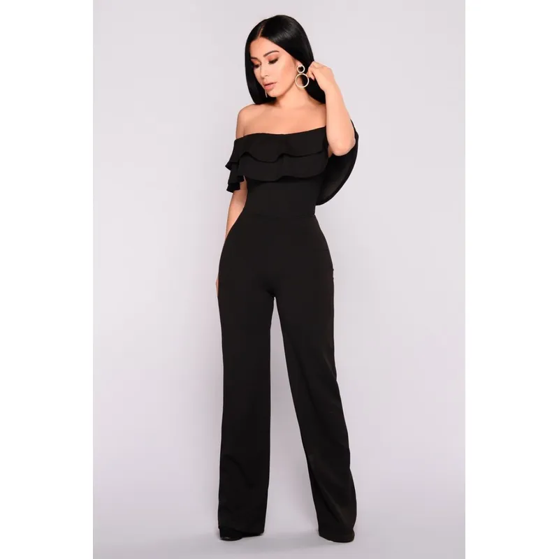 NEGRELI - Enterizo Negro Elegante con Volantes