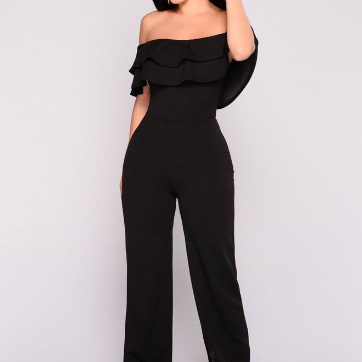 NEGRELI - Enterizo Negro Elegante con Volantes