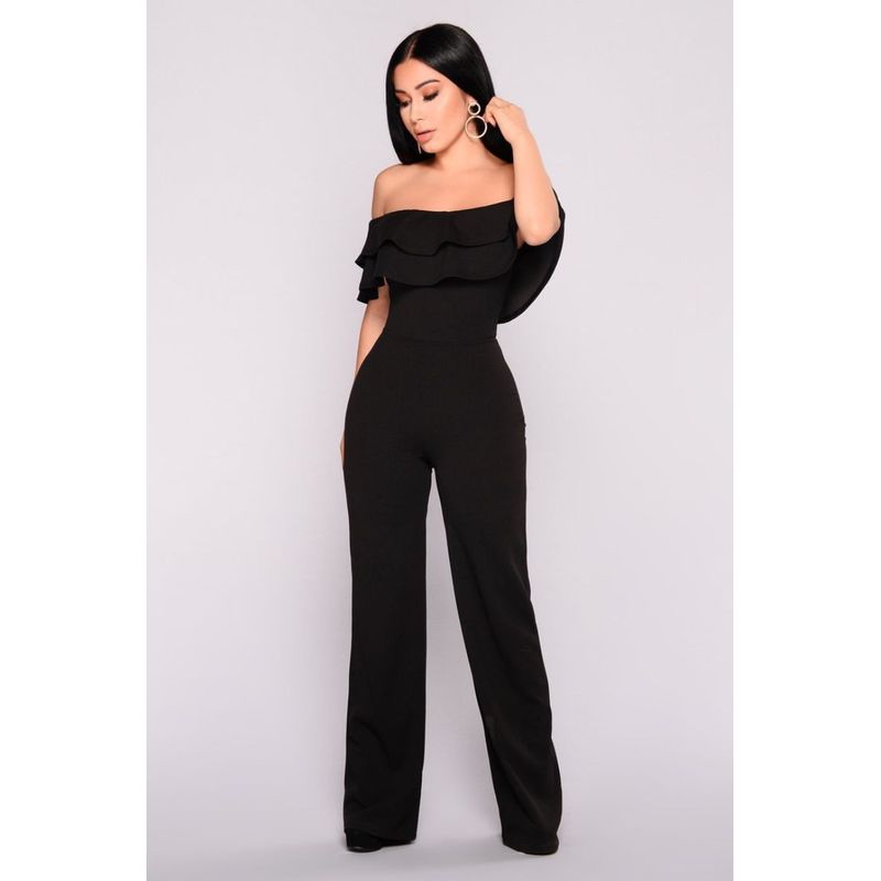NEGRELI - Enterizo Negro Elegante con Volantes