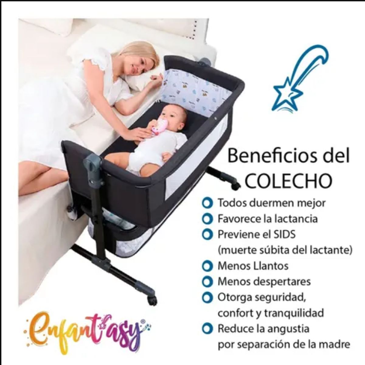 BEBESITOS - CUNA PREMIUM MODELO 2025 BEBES CON MECEDORA Y ORGANIZADOR