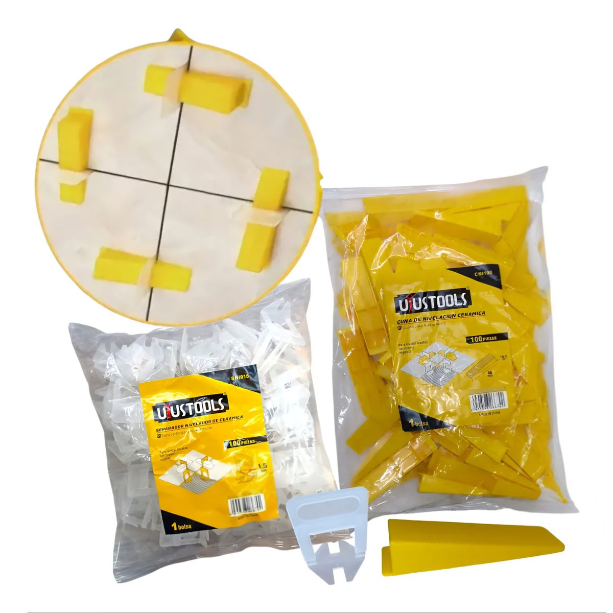 UYUSTOOLS - Set 100 Cuñas Nivelador De Ceramica 16x88x20 Mm Uyustools