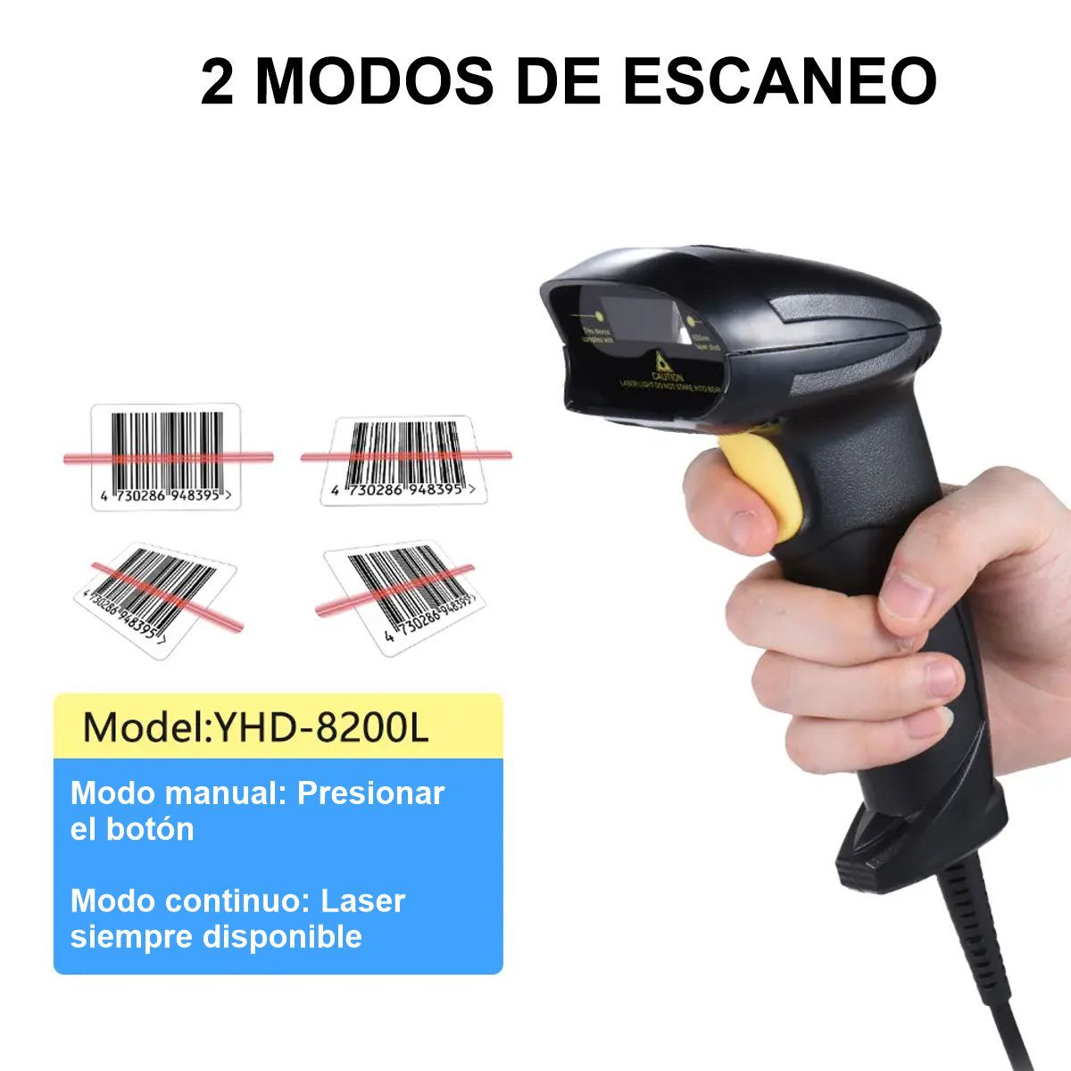 GENERICO - Lector Escaner USB Código De Barras Alta Velocidad YHD-8200L