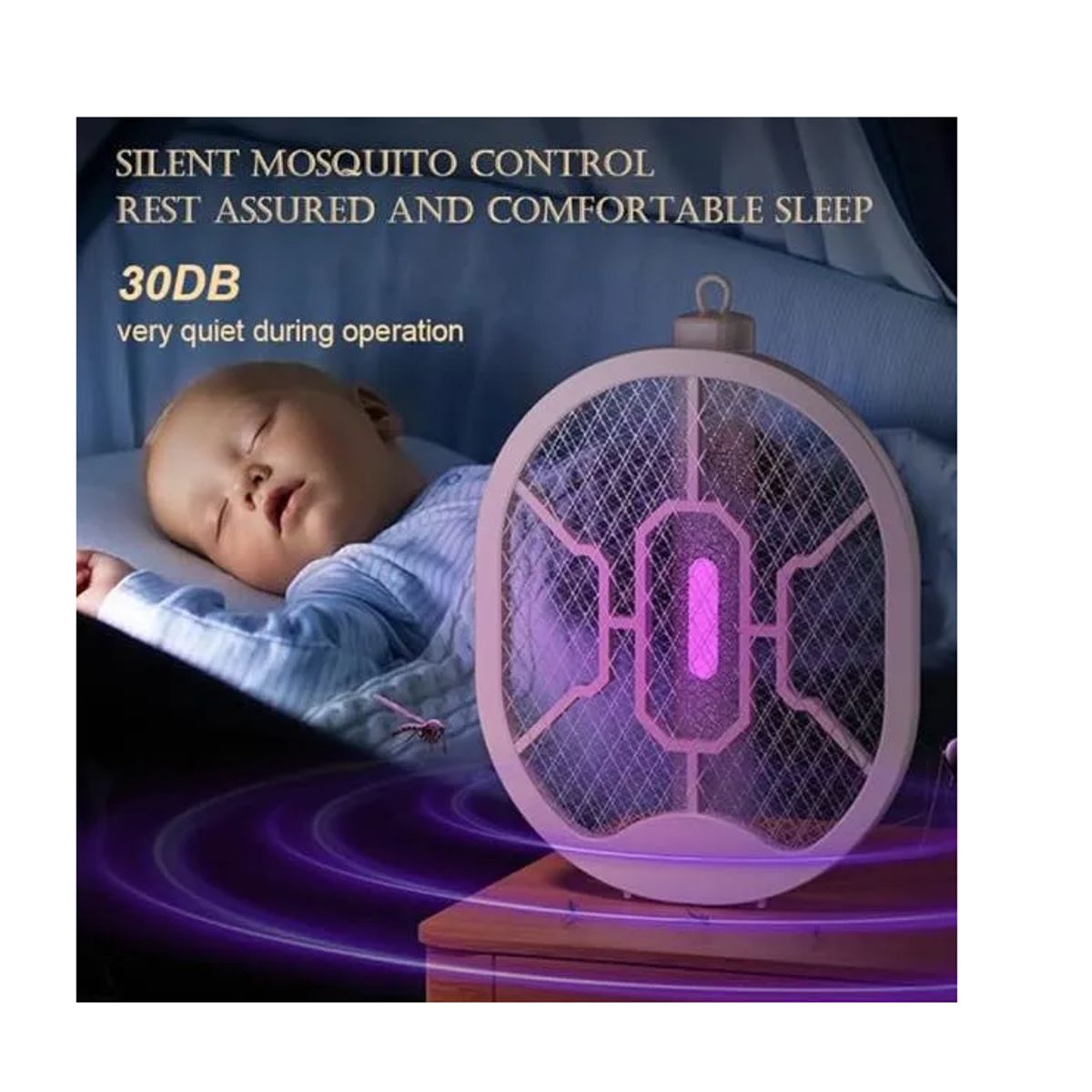 GENERICO - Raqueta Lampara Mata Mosquitos Zancudos Carga Usb Plegable