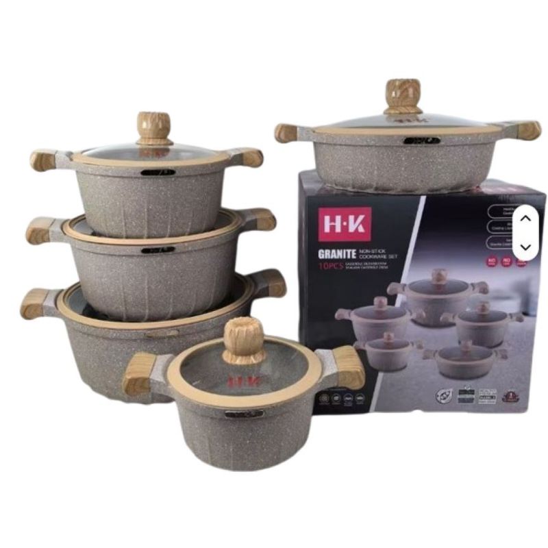 ZHOPI CO - Juego de Ollas de Granito X 10 Pcs Antiadherente de Aluminio Fundido