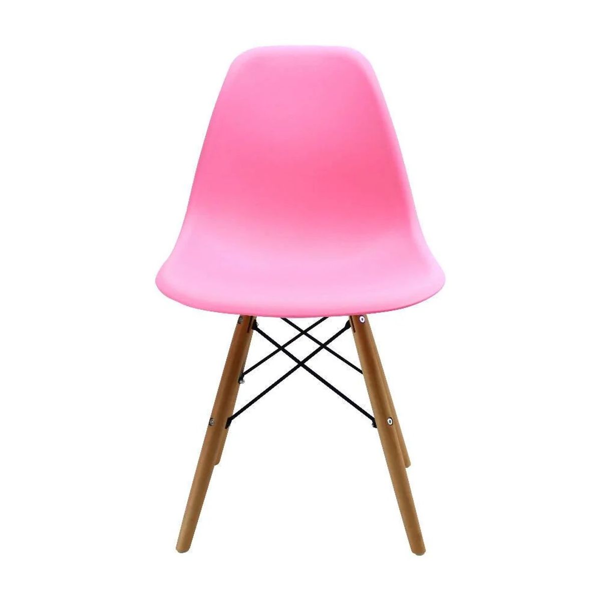GENERAL - Silla Plastica Elegante Rosada Patas De Madera