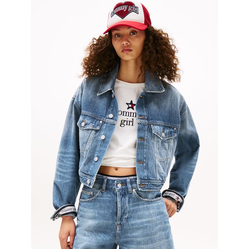 TOMMY HILFIGER - Chaqueta azul denim Tommy Girl con logo trasero Tommy Jeans