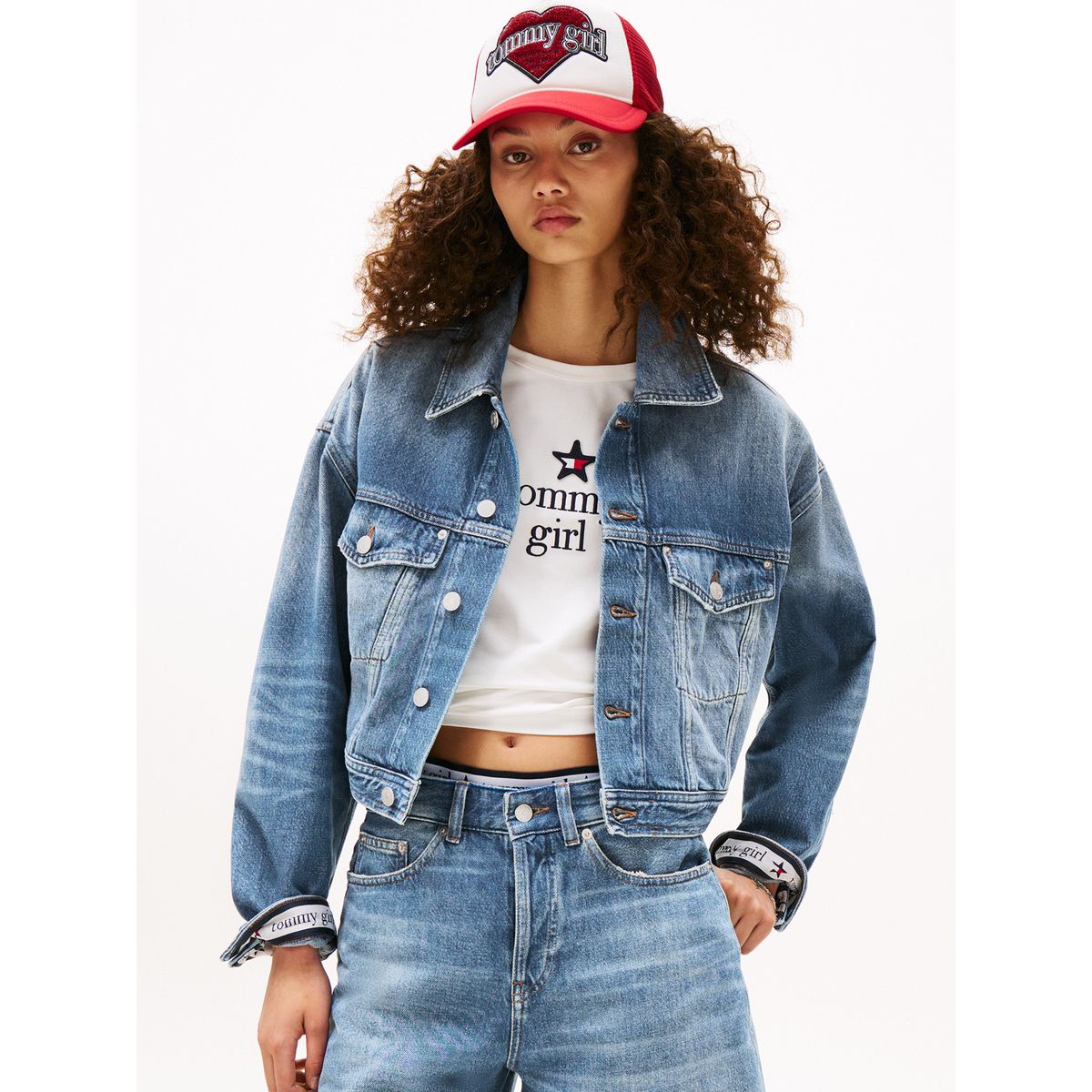 TOMMY HILFIGER - Chaqueta azul denim Tommy Girl con logo trasero Tommy Jeans