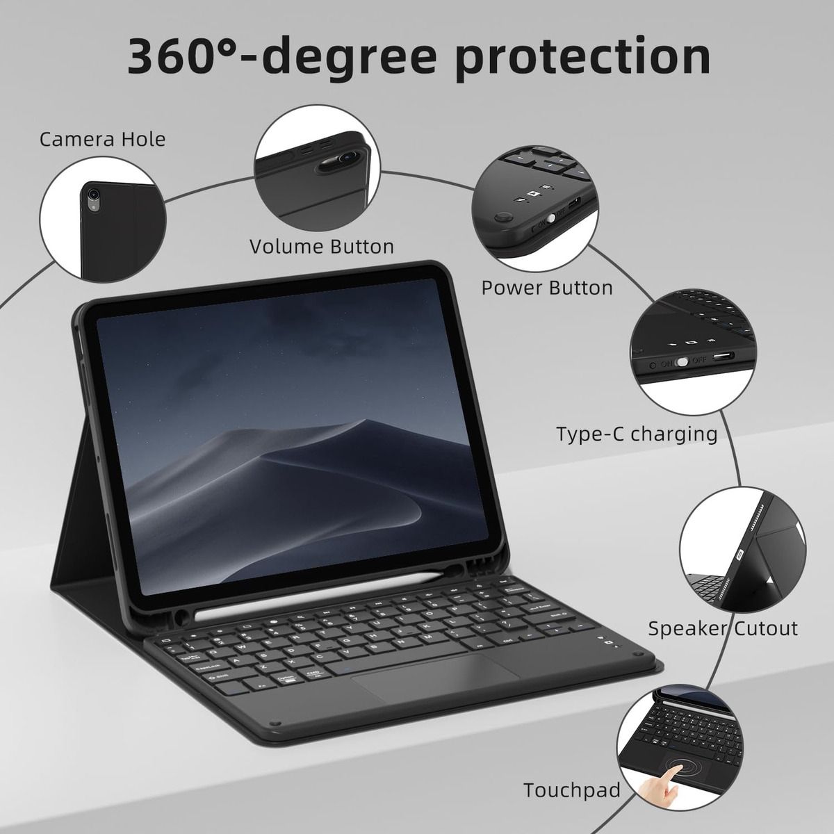 GENERICO - Forro Estuche Funda Teclado Touchpad Para Xiaomi Redmi Pad SE 11 Negro