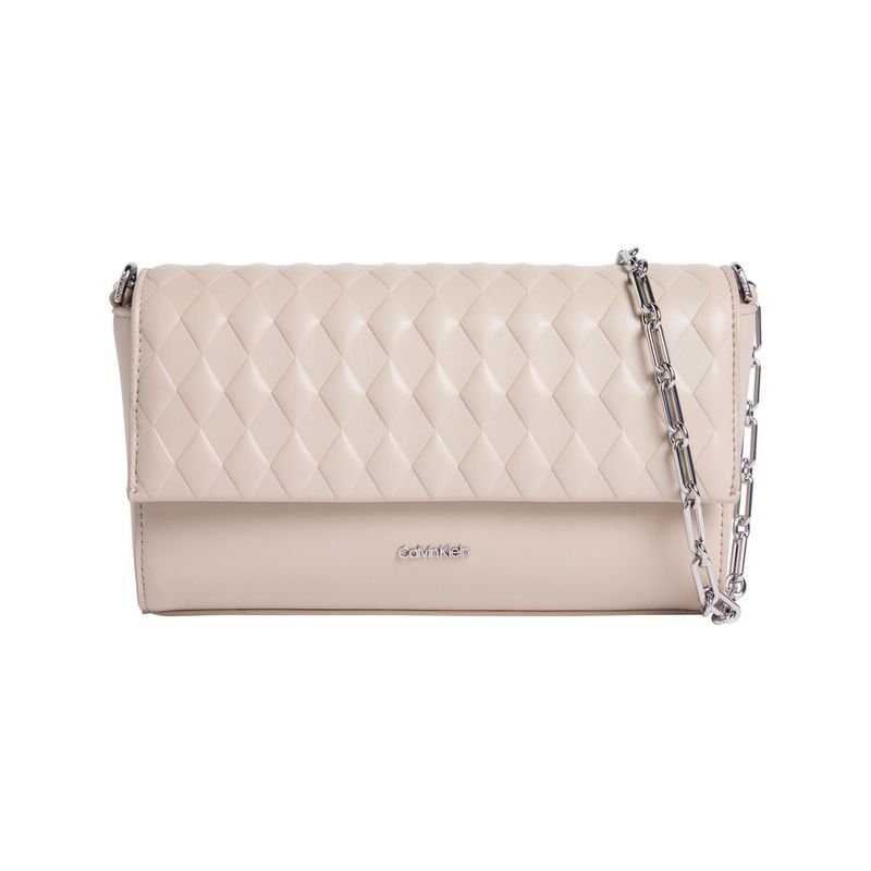 CALVIN KLEIN - Bolso beige cruzado acolchado con solapa Calvin Klein