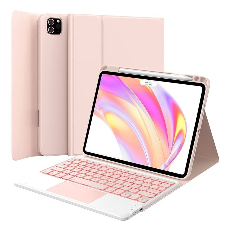 GENERICO - Forro Estuche Funda Teclado Touchpad Para Xiaomi Redmi Pad SE 11 Rosa