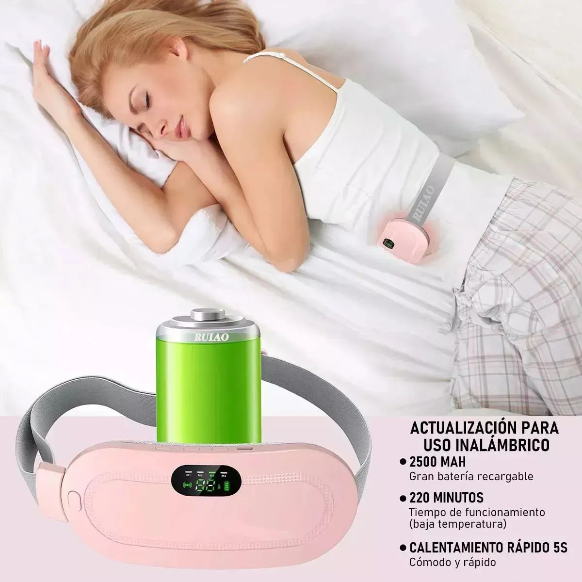 MILOPTS - Cinturon Alivia Colicos Masajeador Calefactor Electrico