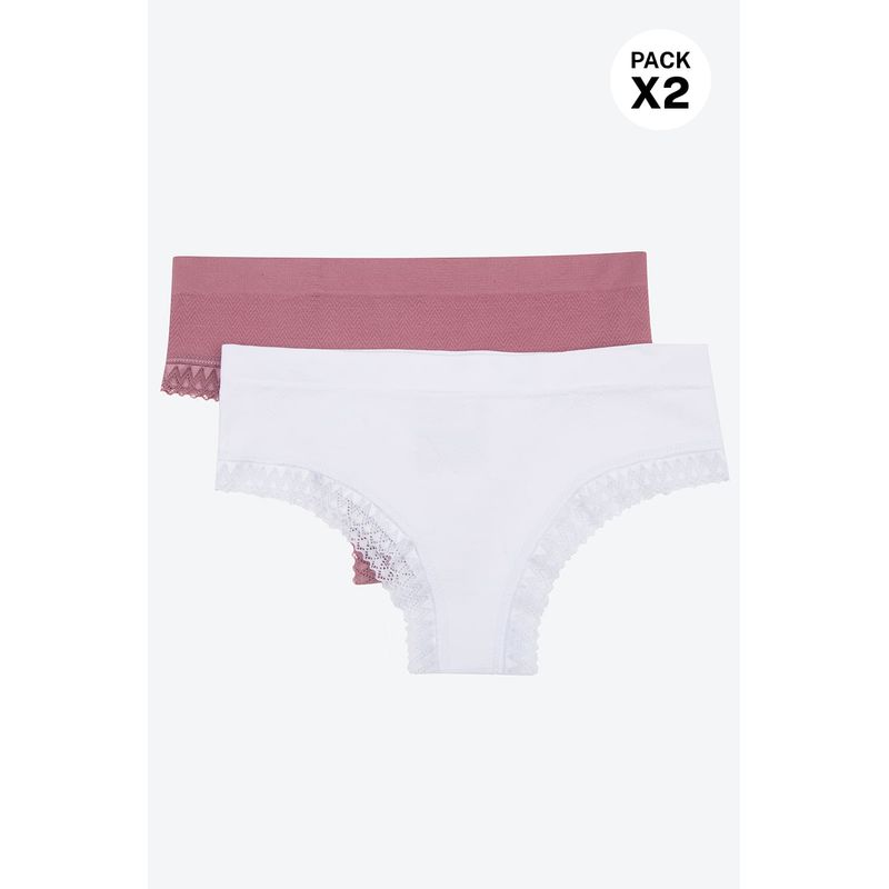 LILI PINK - Panty hipster tipo seamless paquete x2 en poliamida