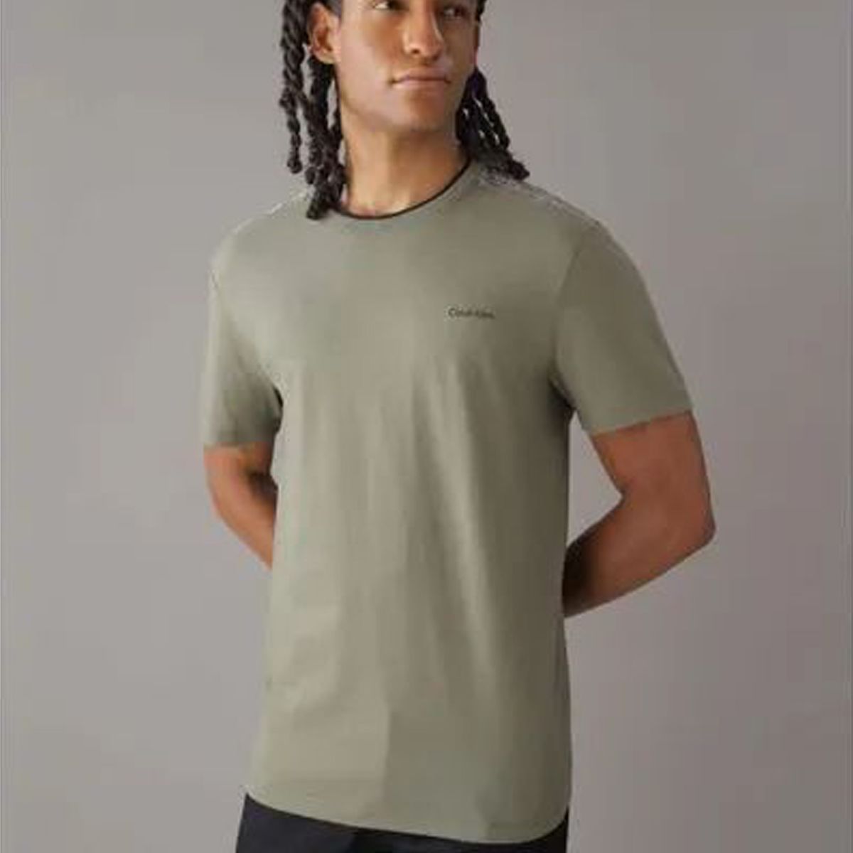 CALVIN KLEIN - Camiseta verde manga corta con cinta distintiva en los hombros Calvin Klein