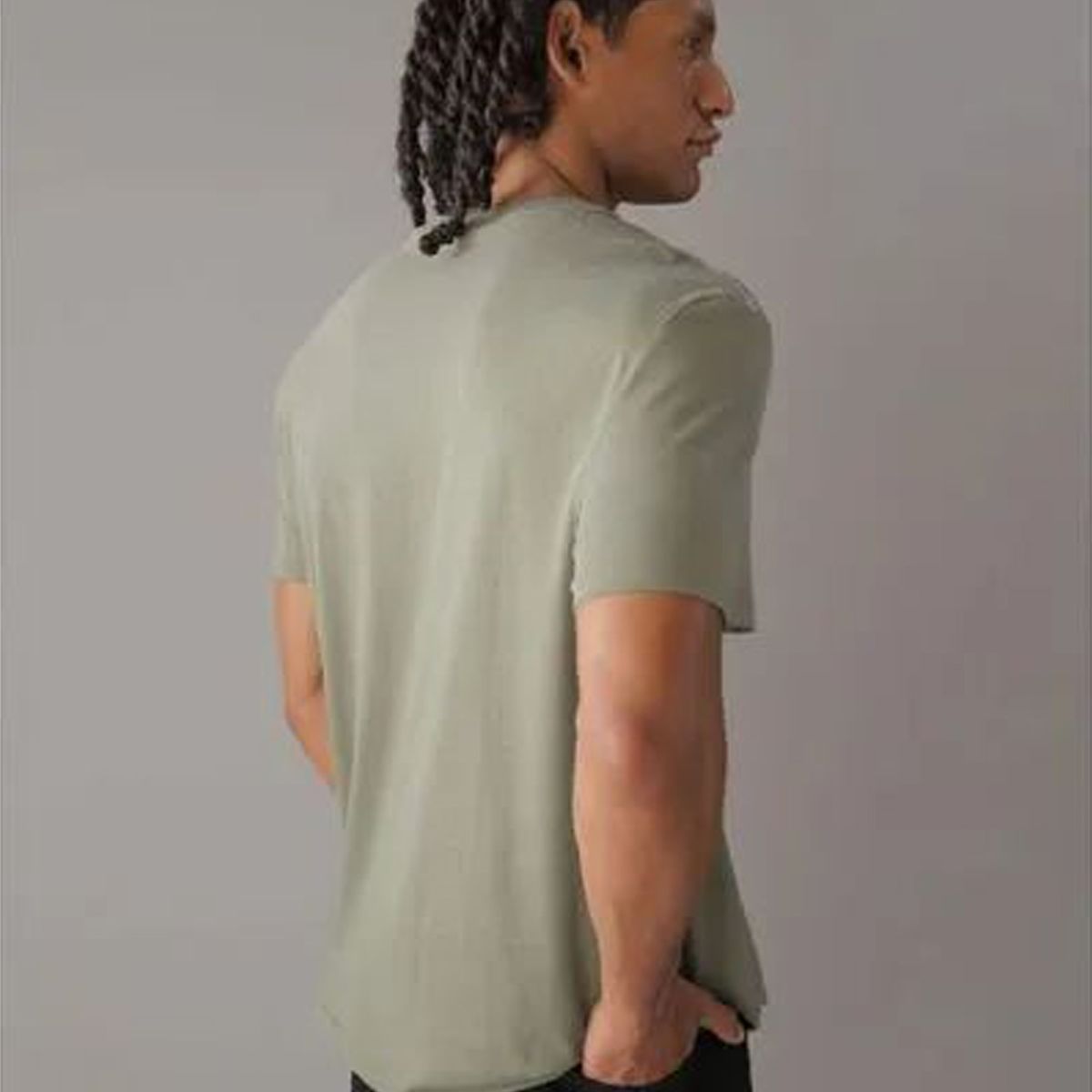 CALVIN KLEIN - Camiseta verde manga corta con cinta distintiva en los hombros Calvin Klein