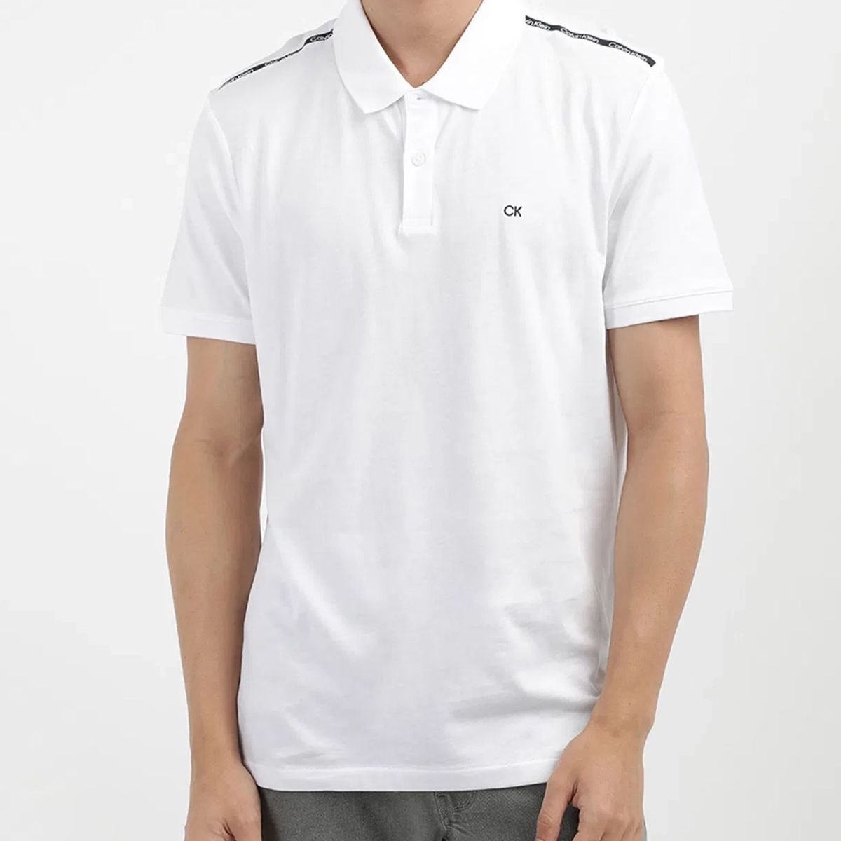 CALVIN KLEIN - Polo blanco con cinta decorativa y tejido piqué Calvin Klein