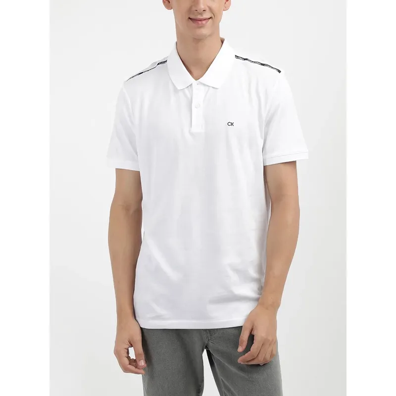 CALVIN KLEIN - Polo blanco con cinta decorativa y tejido piqué Calvin Klein