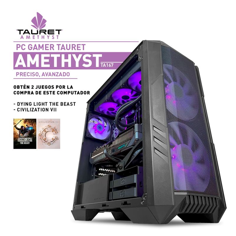 INTEL - PC Gamer Tauret Amethyst TA167 Intel Core Ultra 5 245KF RTX 5070 Ti 16GB RAM 32GB M.2 2TB