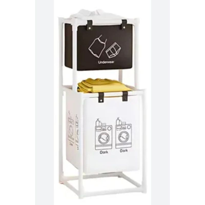 OEM - CESTA ORGANIZADORA DE ROPA NEGRO DE 2 PISOS
