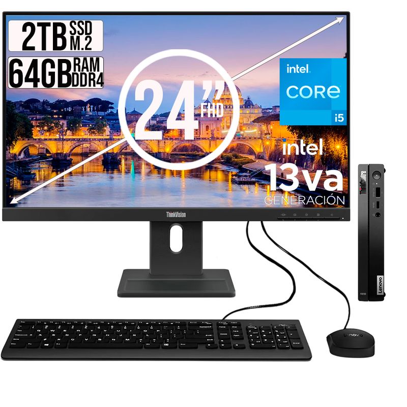 LENOVO - COMPUTADOR LENOVO TINY INTEL CORE I5-13420H SSD 2TB RAM 64GB 24 FHD E24-30
