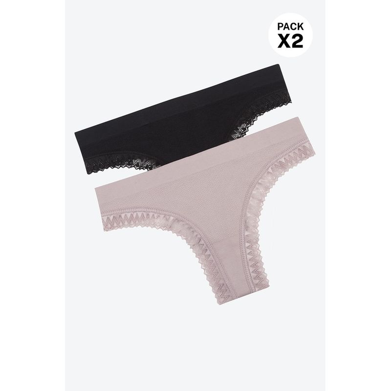 LILI PINK - Panty brasilera tipo seamless paquete x2 en poliamida