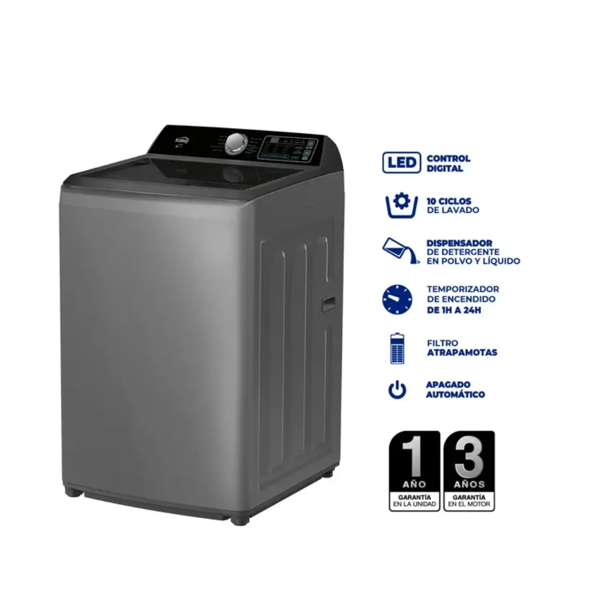 KALLEY - Lavadora KALLEY Carga Superior 18 Kilos K-LD18G2 Gris