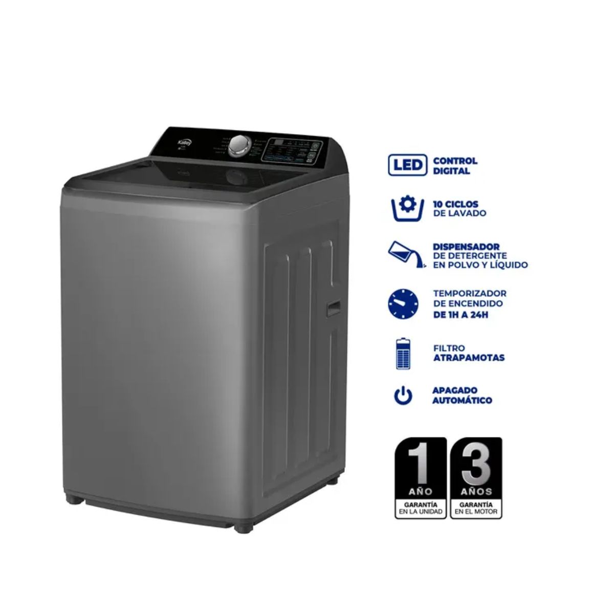 KALLEY - Lavadora KALLEY Carga Superior 18 Kilos K-LD18G2 Gris