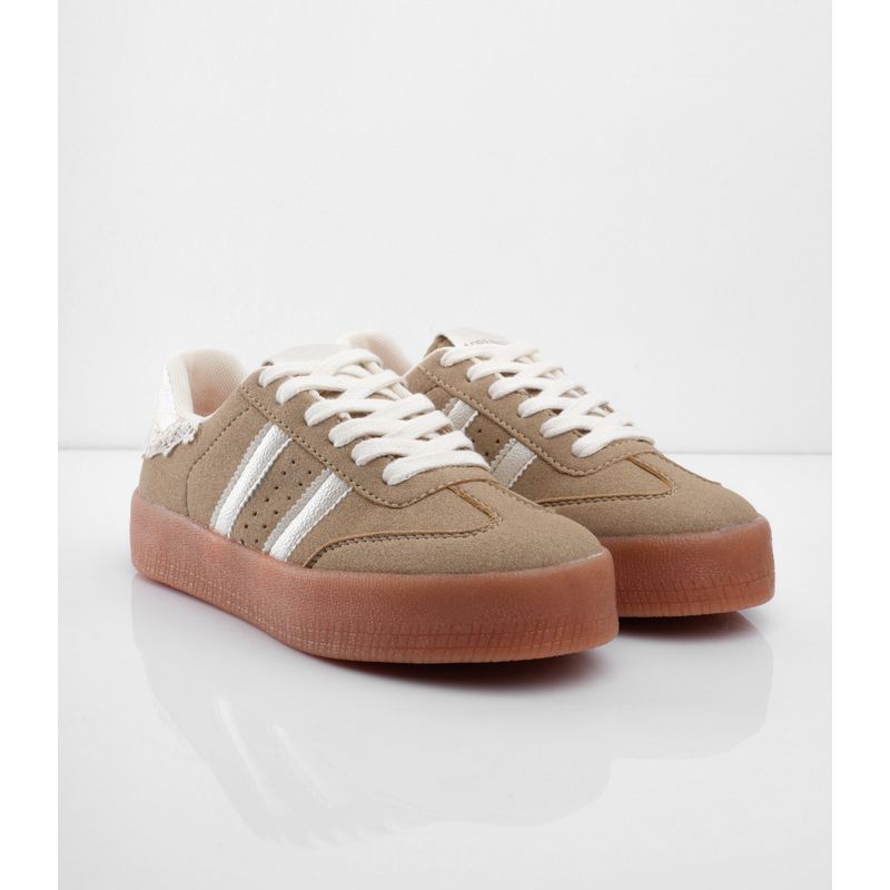 CALZADO ADRENALINA - Tenis camel con detalle de encaje cleen