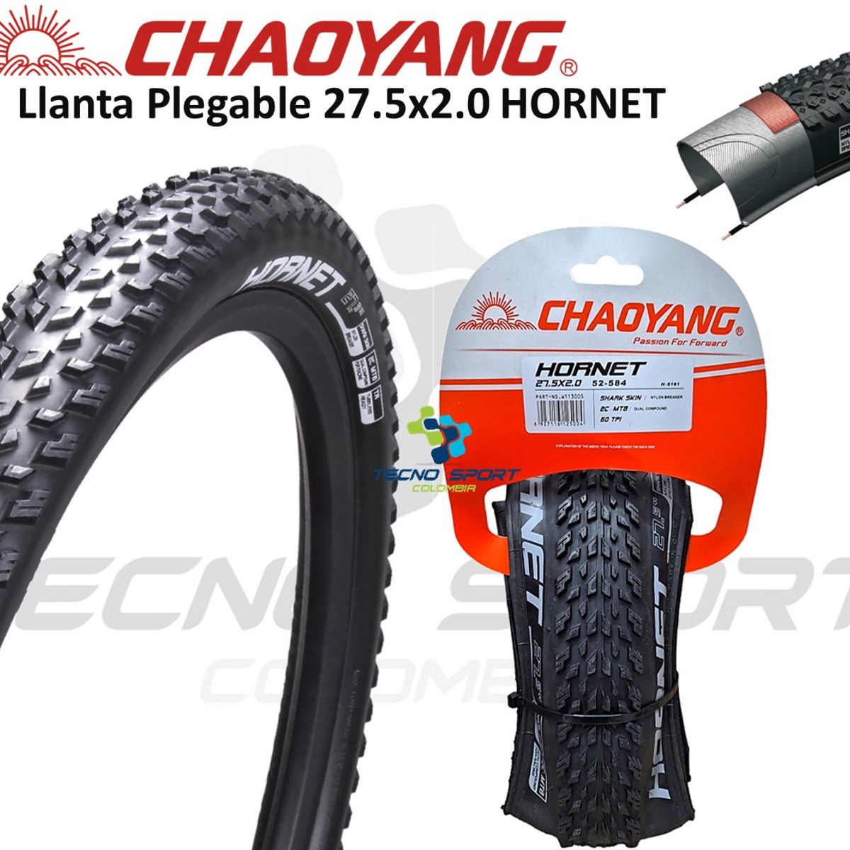 CHAOYANG - Llanta Bicicleta 27.5 X 2.00 Chaoyang Plegable Antipinchazo