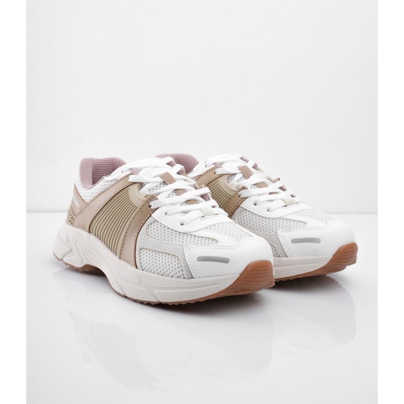CALZADO ADRENALINA - Tenis blancos con camel y detalles DENISSECAMEL