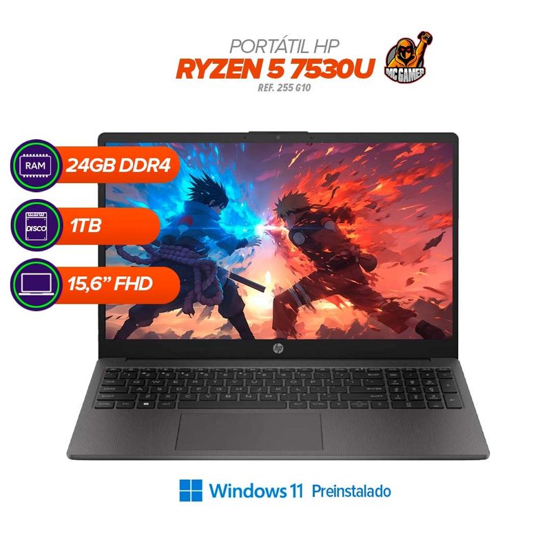 HP - Portátil HP Ryzen 5 7530U / 24GB / 1TB SSD / 15.6" FHD