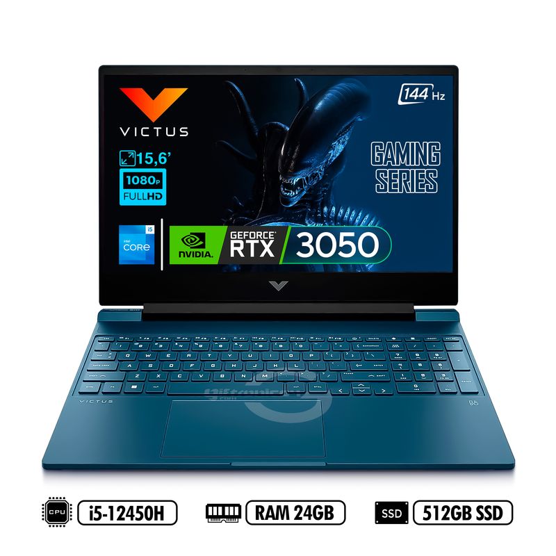 HP - Portátil HP Victus FHD 144Hz 15-Fa0021la Intel® i5-12450H RAM 24GB DDR4 512GB SSD NVIDIA RTX™ 3050 4GB