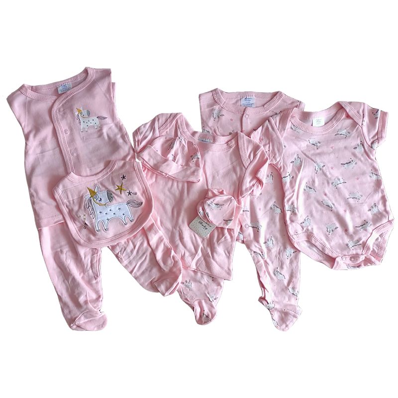 AMERICAN GENERICS - Set Primera Muda para Bebé Niña x8 Piezas Unicornio  100% Algodón