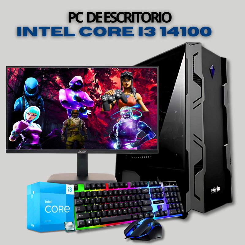 INTEL - Computador GAMER Intel Core i3-14100 DDR4 16GB 1TB SSD LED 22 FHD