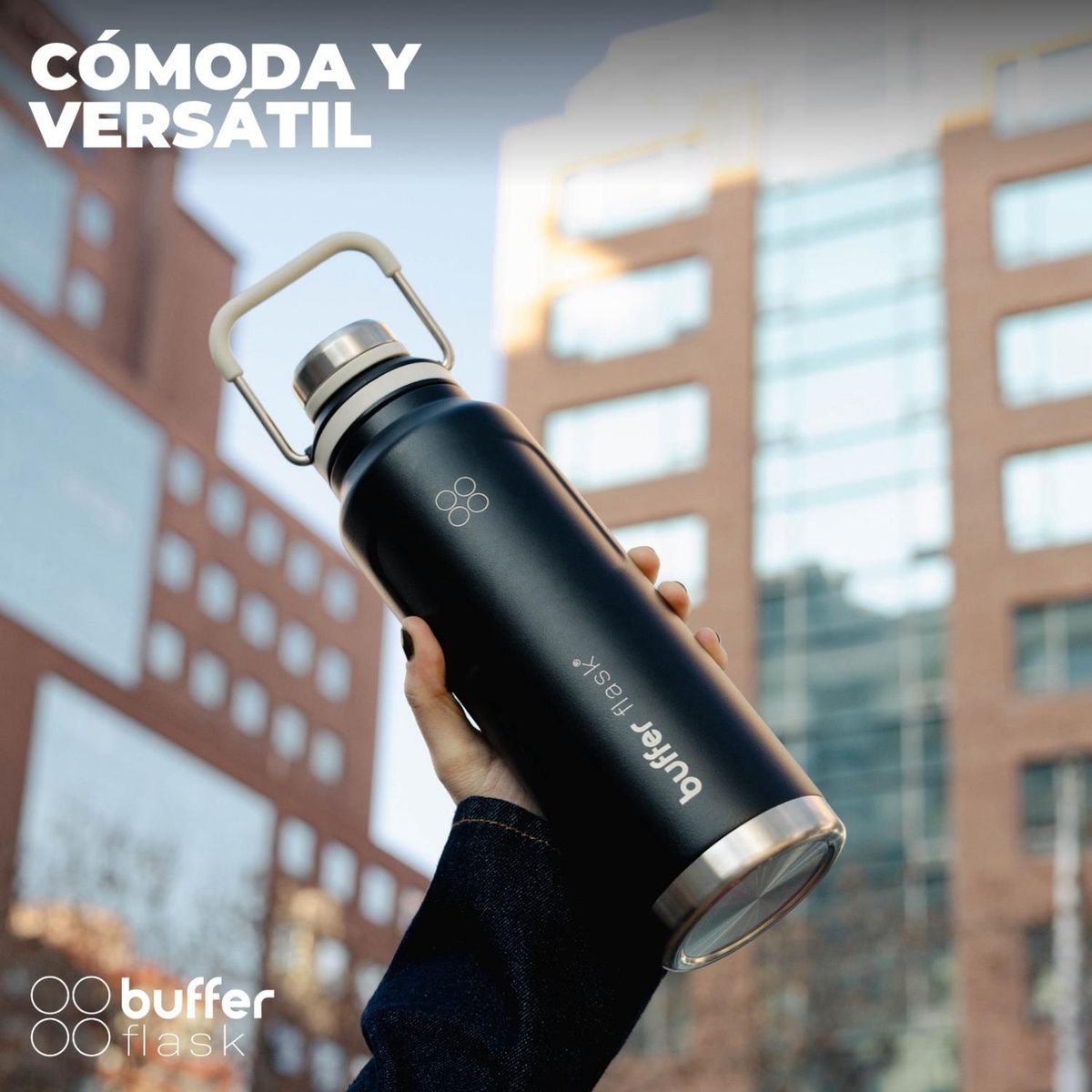 BUFFER FLASK - Botella Termica Termo Buffer Bebidas Calientes Frias 710 ml - Negro