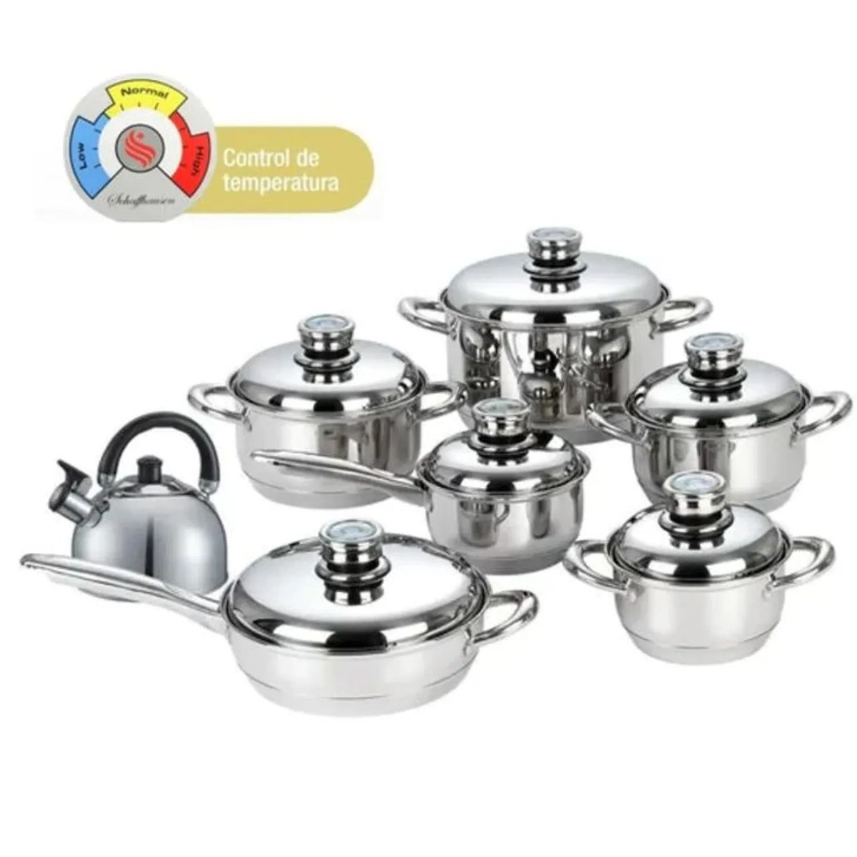 SCHAFFHAUSEN - Bateria De Ollas Acero Quirúrgico Con Termostato Schaffhausen 13 Pcs