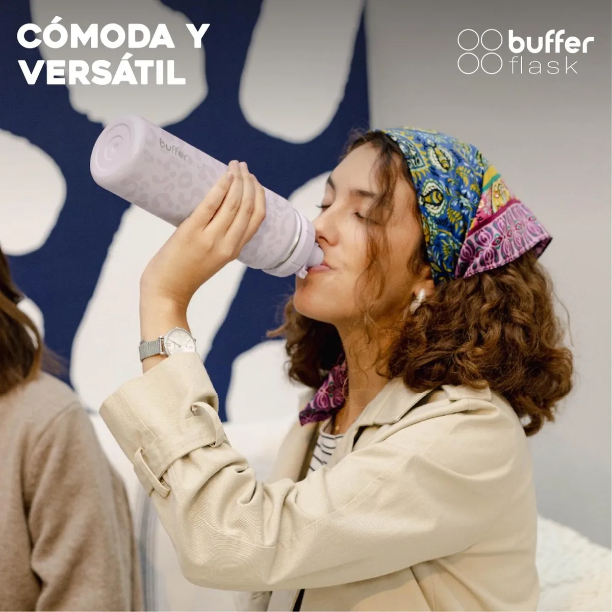 BUFFER FLASK - Termo Botella Agua Termica 700 Ml Buffer Acero Inoxidable + 4 Tapas - Rosa