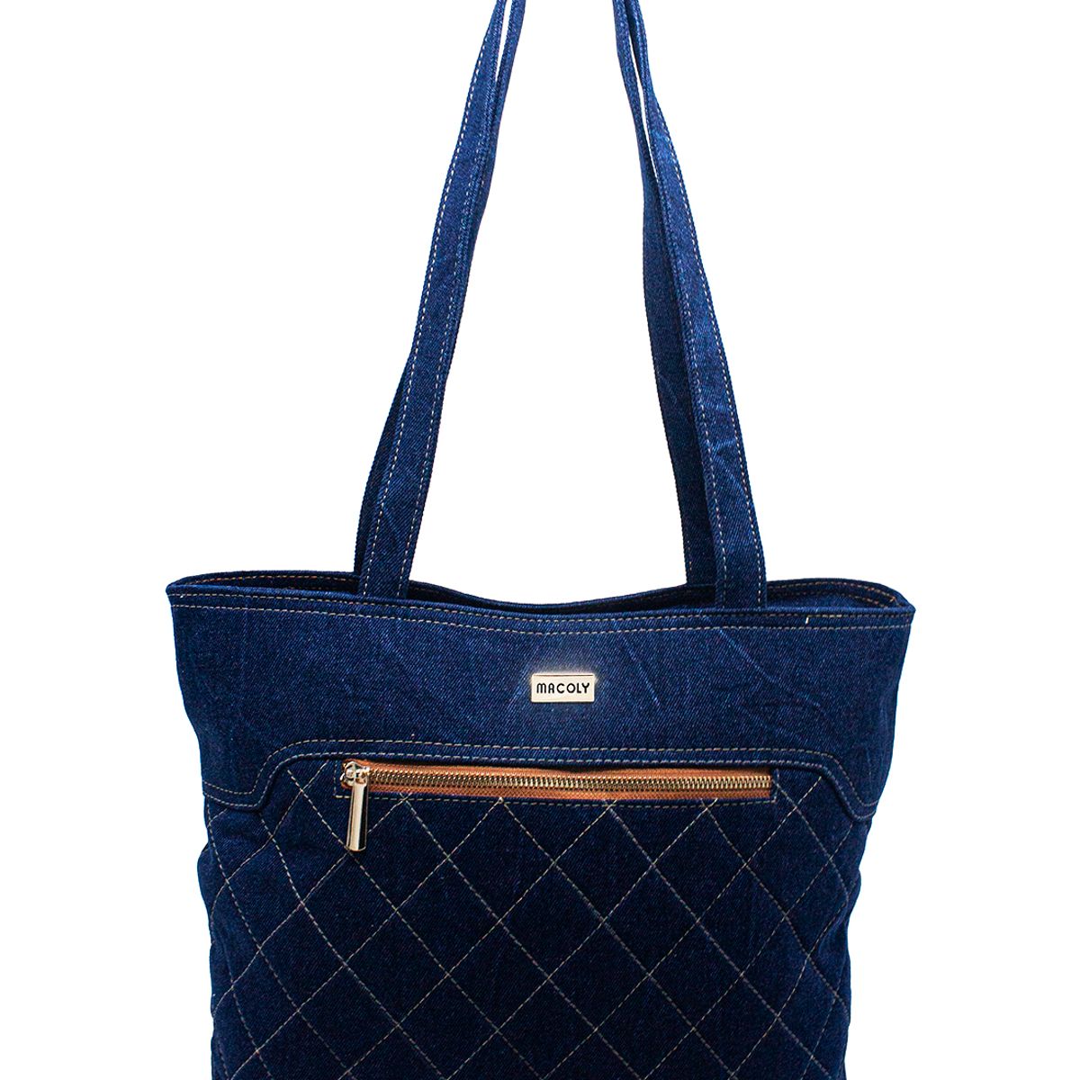 MACOLY - Bolso de hombro macoly M877 jean acolchado oro