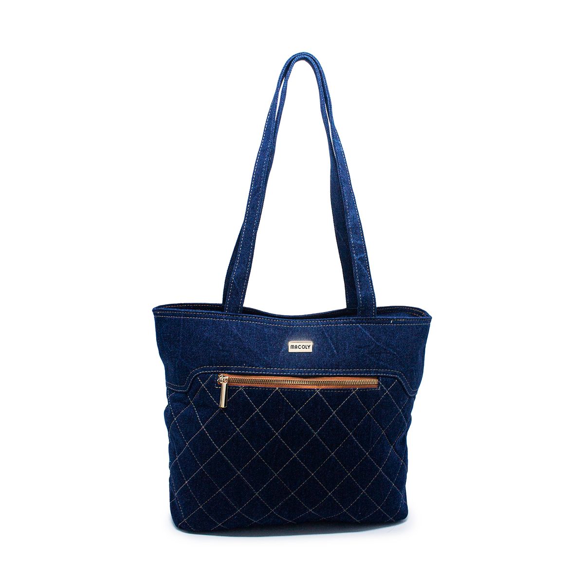 MACOLY - Bolso de hombro macoly M877 jean acolchado oro