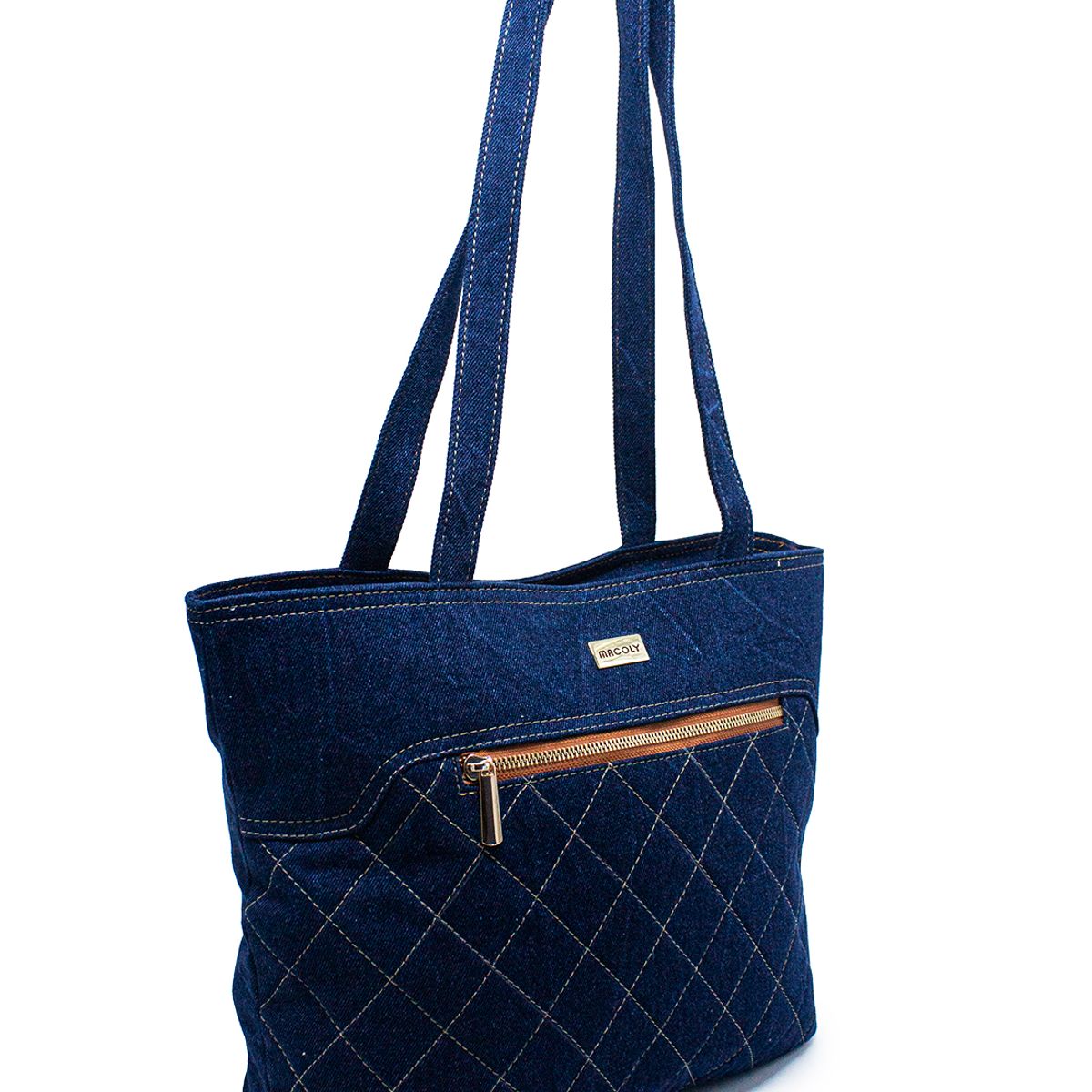 MACOLY - Bolso de hombro macoly M877 jean acolchado oro