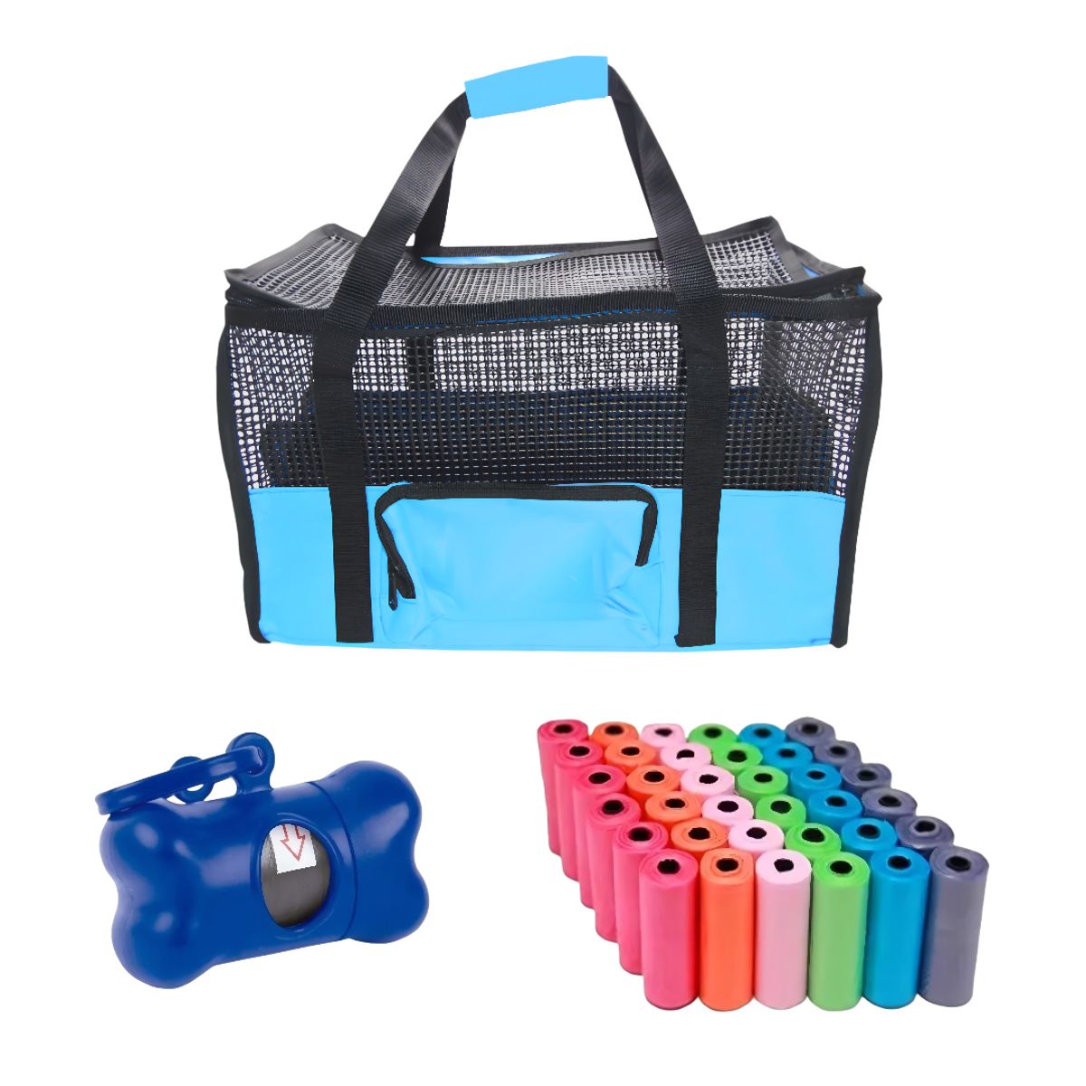 HALLY PET - Maletin Cargador Cabina + Dispensador + 20 Rollos Celeste