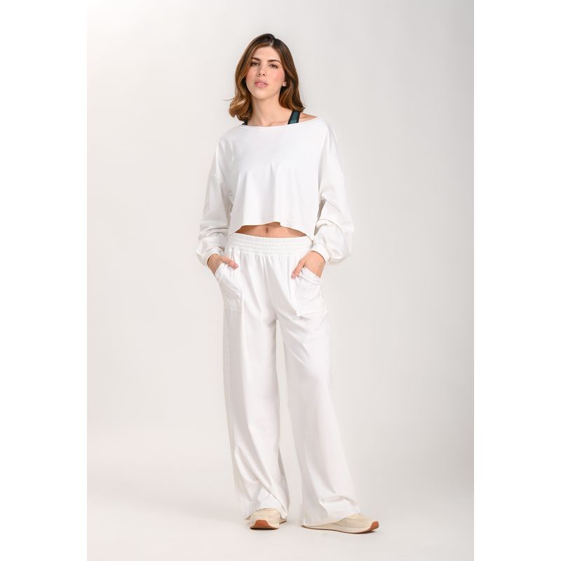 BELIFE - Buzo con escote amplio blanco para mujer
