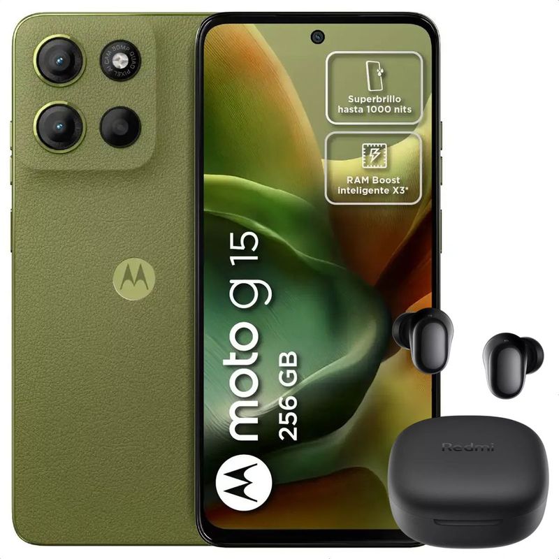 MOTOROLA - Celular Motorola Moto G15 256GB /4GB Vrd + Buds 6 Play Blk