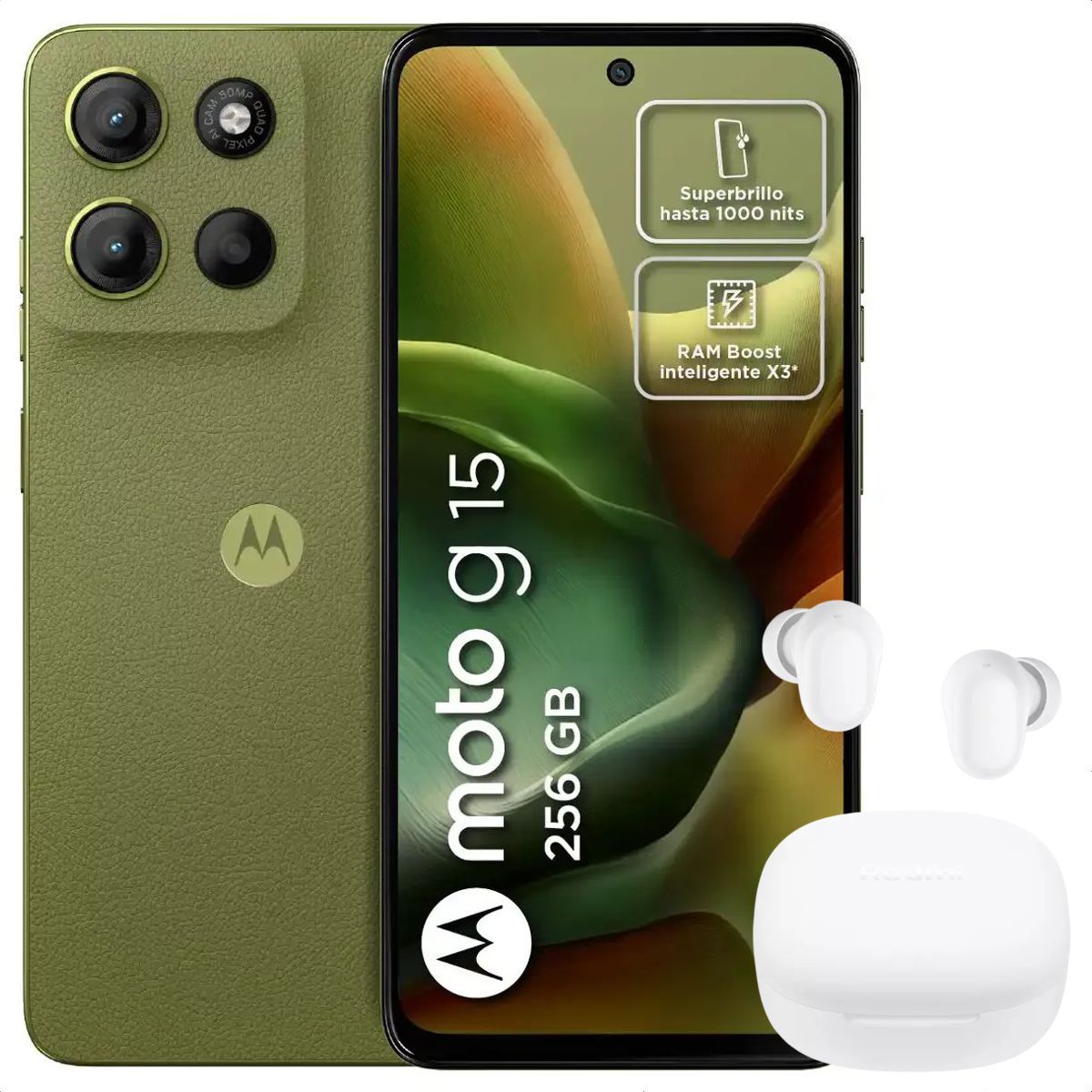 MOTOROLA - Celular Motorola Moto G15 256GB /4GB Vrd + Buds 6 Play Wht