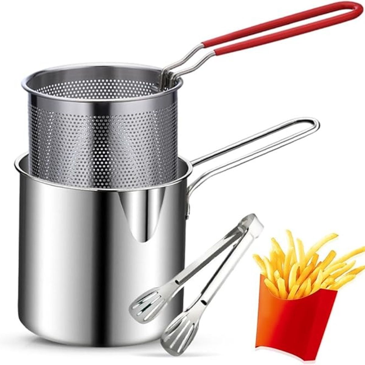 OEM - Freidora Manual Acero Inoxidable 12L con Cesta Ideal Papas y Frituras